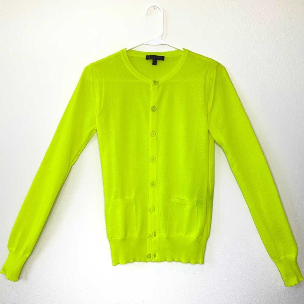 BURBERRY Neon Yellow Cardigan, Women's Medium